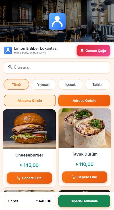 Korobit QR Menü arayüzü