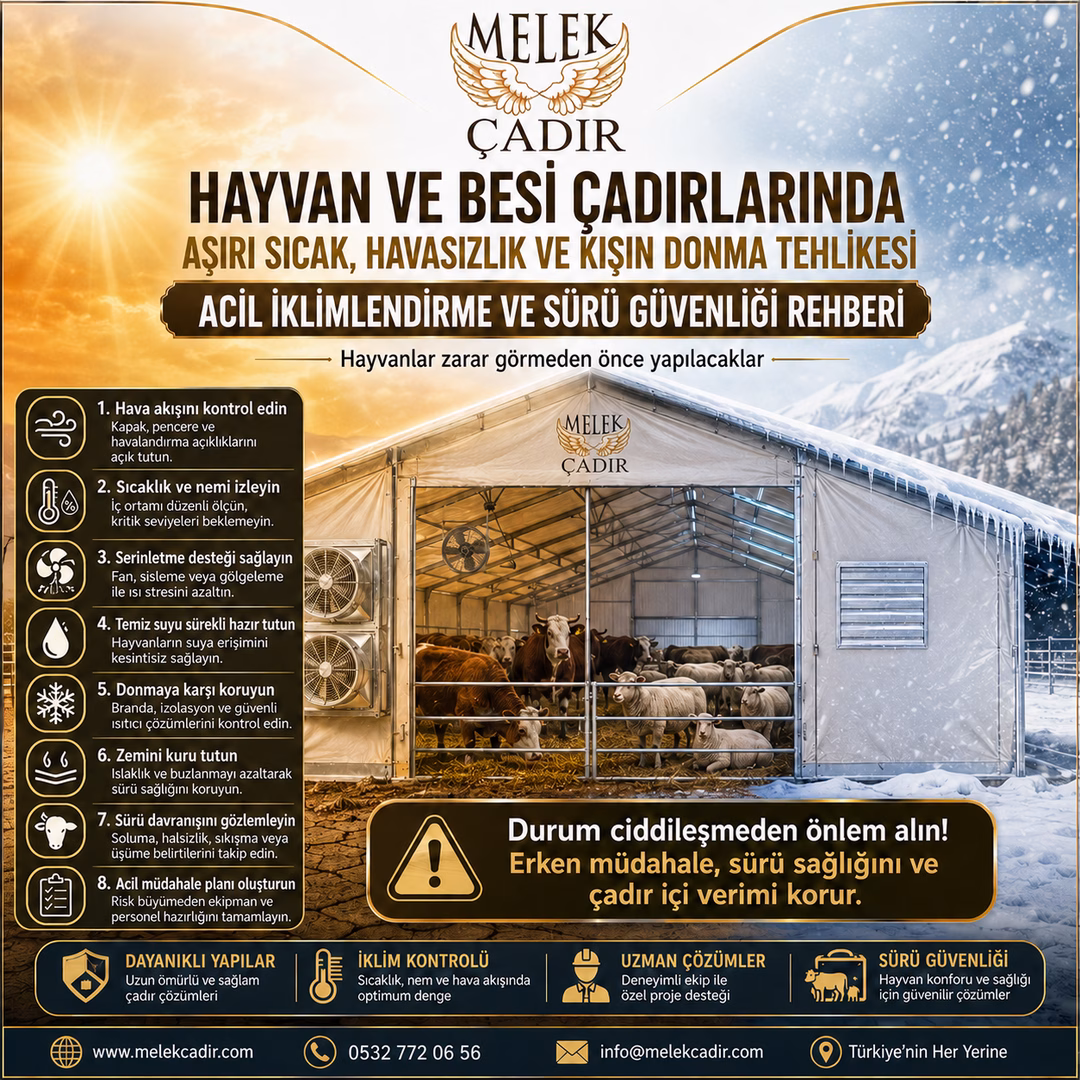 Hayvan ve Besi Çadırlarında Aşırı Sıcak, Havasızlık ve Kışın Donma Tehlikesi: Acil İklimlendirme ve Sürü Güvenliği Rehberi