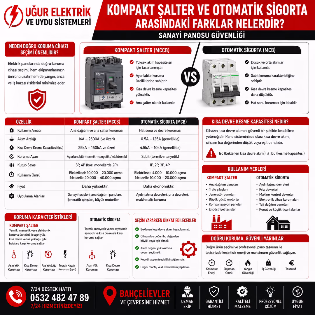 Kompakt Şalter ve Otomatik Sigorta Arasındaki Farklar Nelerdir? Sanayi Panosu Güvenliği