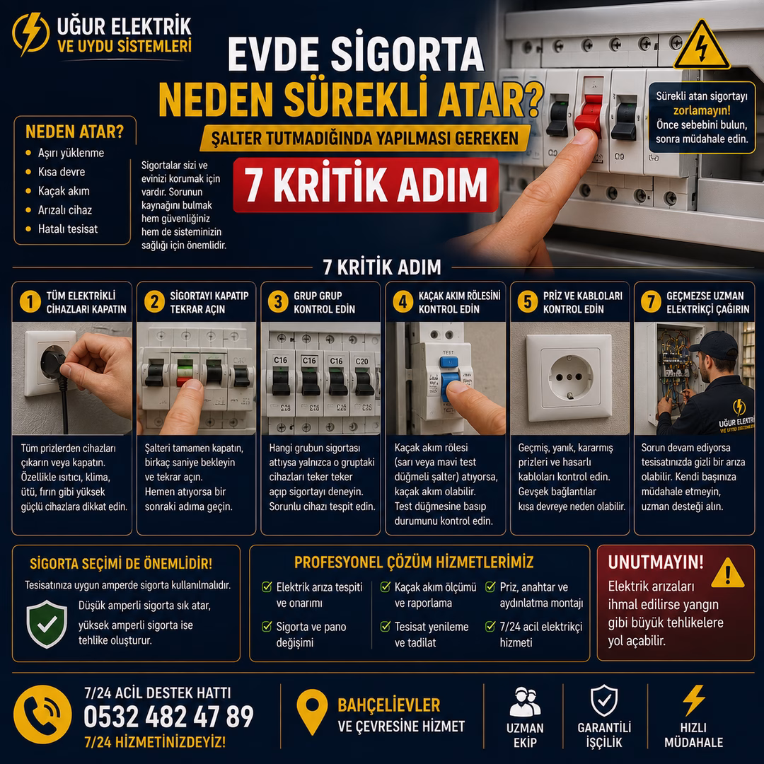 Evde Sigorta Neden Sürekli Atar? Şalter Tutmadığında Yapılması Gereken 7 Kritik Adım