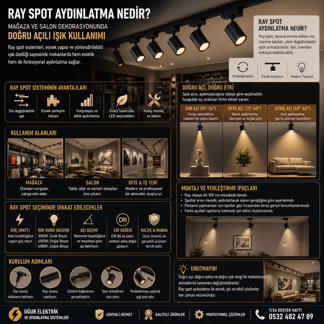 Ray Spot Aydınlatma Nedir? Mağaza ve Salon Dekorasyonunda Doğru Açılı Işık Kullanımı