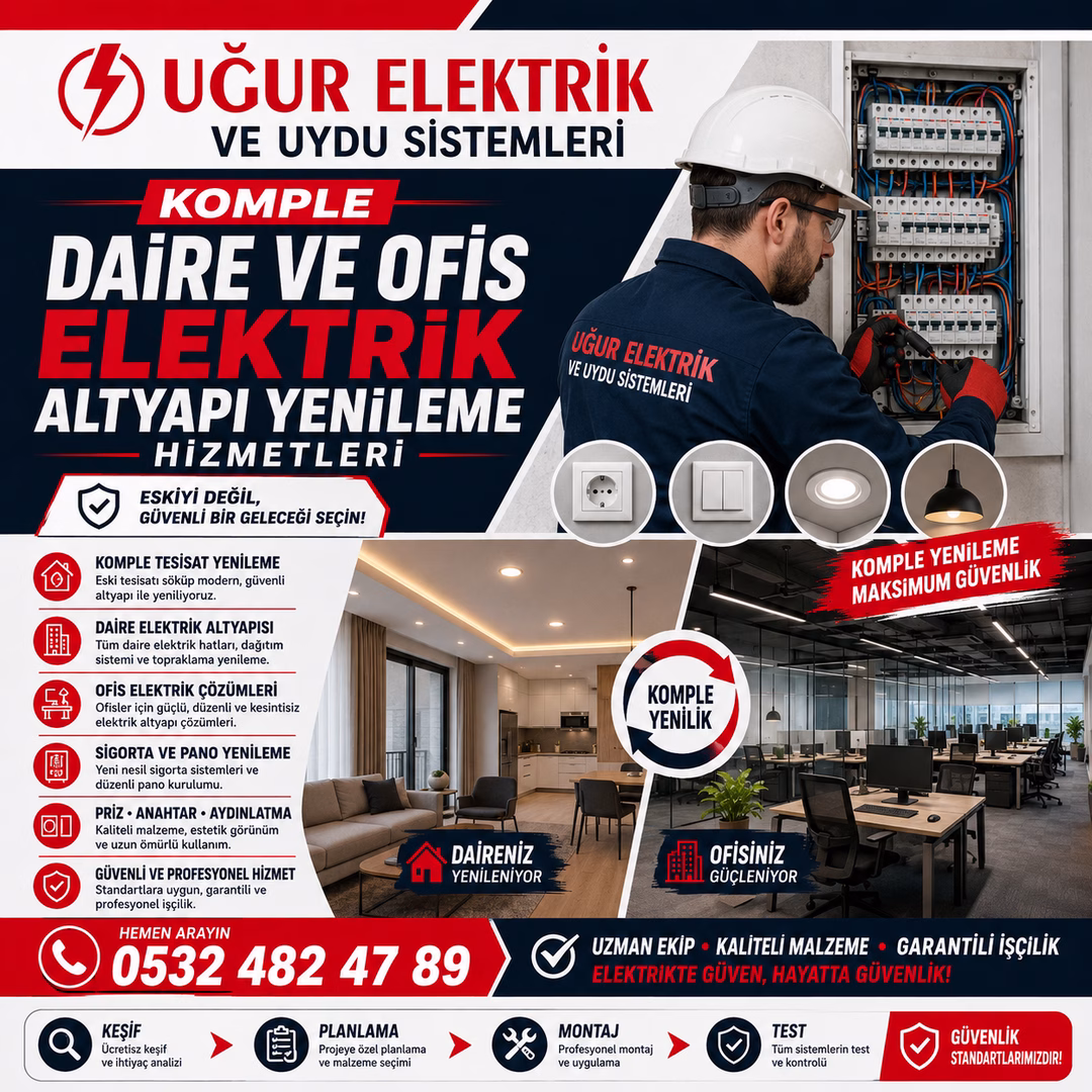Komple Daire ve Ofis Elektrik Altyapı Yenileme Hizmetleri