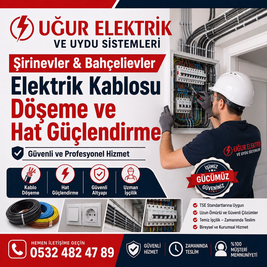 Şirinevler & Bahçelievler Elektrik Kablosu Döşeme ve Hat Güçlendirme