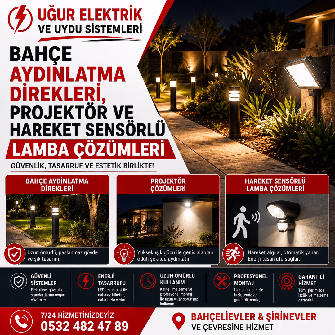 Bahçe Aydınlatma Direkleri, Projektör ve Hareket Sensörlü Lamba Çözümleri