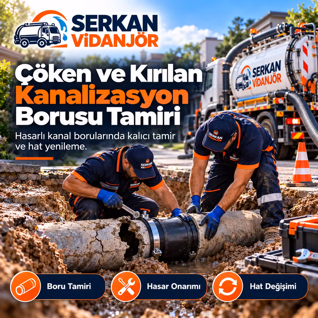 Çöken ve Kırılan Kanalizasyon Borusu Tamiri