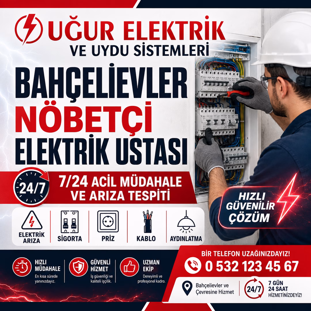 Bahçelievler Nöbetçi Elektrik Ustası: 7/24 Acil Müdahale ve Arıza Tespiti